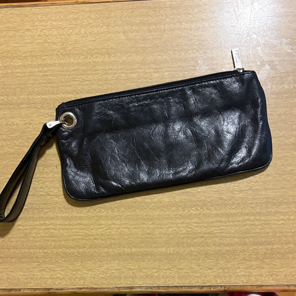 Hobo black leather wristlet
